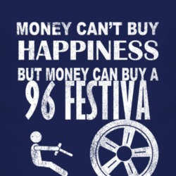 Money Cant Buy Happiness 1996 Festiva Dark Distressed T Shirt