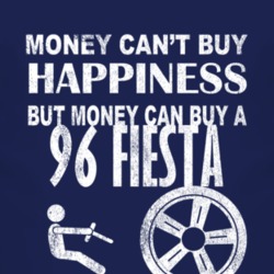 Money Cant Buy Happiness 1996 Fiesta Dark Distressed T Shirt