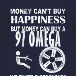 Money Cant Buy Happiness 1997 Chevy Omega Dark Distressed T Shirt