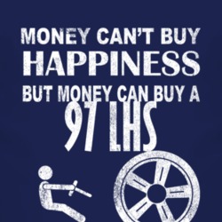 Money Cant Buy Happiness 1997 Chrysler LHS Dark Distressed T Shirt