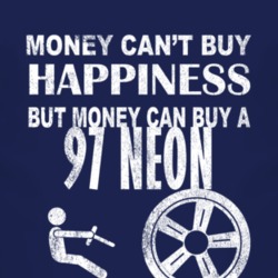 Money Cant Buy Happiness 1997 Chrysler Neon Dark Distressed T Shirt