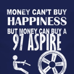 Money Cant Buy Happiness 1997 Aspire Dark Distressed T Shirt