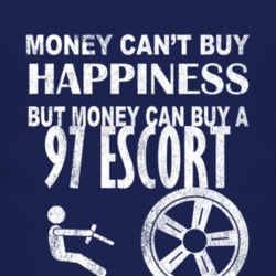 Money Cant Buy Happiness 1997 Escort Dark Distressed T Shirt