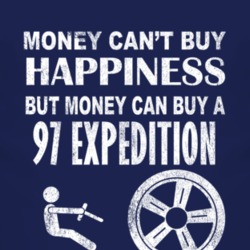 Money Cant Buy Happiness 1997 Expedition Dark Distressed T Shirt