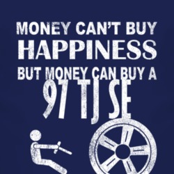 Money Cant Buy Happiness 1997 TJ SE Dark Distressed T Shirt