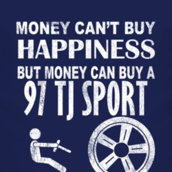 Money Cant Buy Happiness 1997 TJ Sport Dark Distressed T Shirt