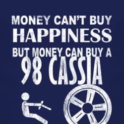 Money Cant Buy Happiness 1998 Chevy Cassia Dark Distressed T Shirt