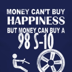 Money Cant Buy Happiness 1998 Chevy S-10 Dark Distressed T Shirt