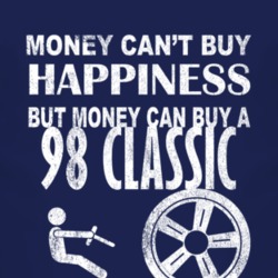 Money Cant Buy Happiness 1998 Classic Dark Distressed T Shirt