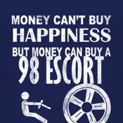 Money Cant Buy Happiness 1998 Escort Dark Distressed T Shirt
