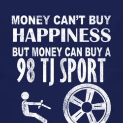Money Cant Buy Happiness 1998 TJ Sport Dark Distressed T Shirt