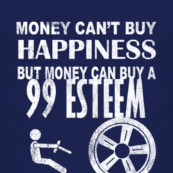 Money Cant Buy Happiness 1999 Chevy Esteem Dark Distressed T Shirt