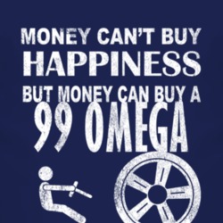 Money Cant Buy Happiness 1999 Chevy Omega Dark Distressed T Shirt