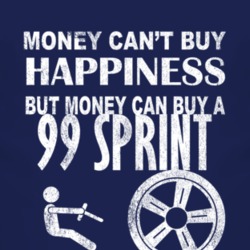 Money Cant Buy Happiness 1999 Chevy Sprint Dark Distressed T Shirt