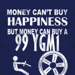 Money Cant Buy Happiness 1999 Chevy YGM1 Dark Distressed T Shirt