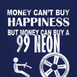 Money Cant Buy Happiness 1999 Chrysler Neon Dark Distressed T Shirt