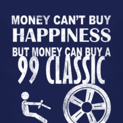Money Cant Buy Happiness 1999 Classic Dark Distressed T Shirt