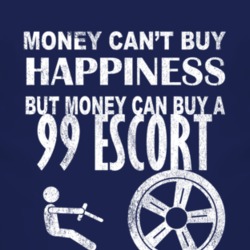 Money Cant Buy Happiness 1999 Escort Dark Distressed T Shirt