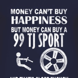 Money Cant Buy Happiness 1999 TJ Sport Dark Distressed T Shirt