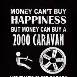 Money Cant Buy Happiness 2000 Dodge Caravan Dark Distressed T Shirt