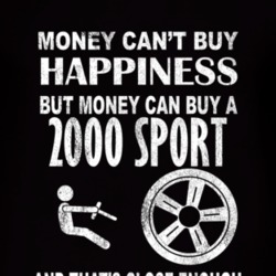 Money Cant Buy Happiness 2000 Sport Dark Distressed T Shirt