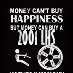 Money Cant Buy Happiness 2001 Chrysler LHS Dark Distressed T Shirt