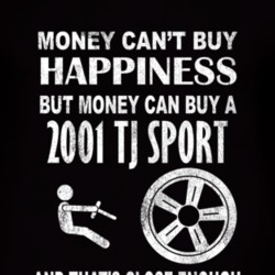 Money Cant Buy Happiness 2001 TJ Sport Dark Distressed T Shirt