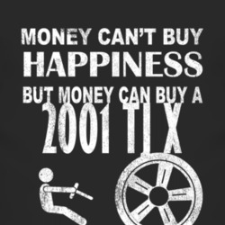 Money Cant Buy Happiness 2001 TJ X Dark Distressed T Shirt