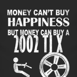 Money Cant Buy Happiness 2002 TJ X Dark Distressed T Shirt