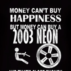 Money Cant Buy Happiness 2003 Chrysler Neon Dark Distressed T Shirt