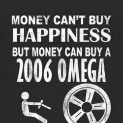 Money Cant Buy Happiness 2006 Chevy Omega Dark Distressed T Shirt