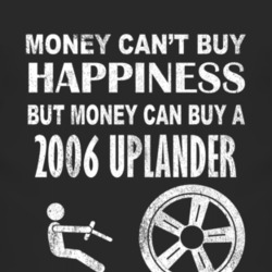 Money Cant Buy Happiness 2006 Chevy Uplander Dark Distressed T Shirt