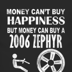 Money Cant Buy Happiness 2006 Lincoln Zephyr Dark Distressed T Shirt