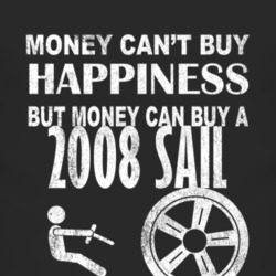 Money Cant Buy Happiness 2008 Chevy Sail Dark Distressed T Shirt