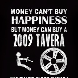 Money Cant Buy Happiness 2009 Chevy Tavera Dark Distressed T Shirt