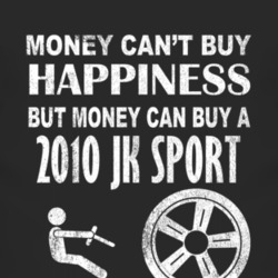 Money Cant Buy Happiness 2010 JK Sport Dark Distressed T Shirt