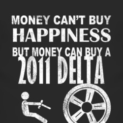 Money Cant Buy Happiness 2011 Chrysler Delta Dark Distressed T Shirt