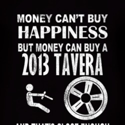 Money Cant Buy Happiness 2013 Chevy Tavera Dark Distressed T Shirt
