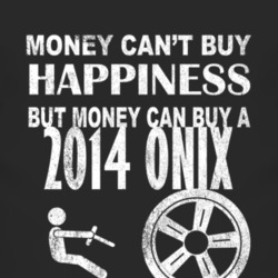 Money Cant Buy Happiness 2014 Chevy Onix Dark Distressed T Shirt