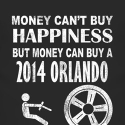 Money Cant Buy Happiness 2014 Chevy Orlando Dark Distressed T Shirt