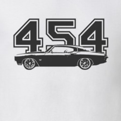 1970 CHEVELLE Side View Black Graphic Engine Size Light T Shirt