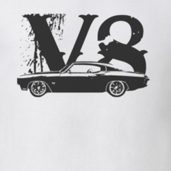 1970 CHEVELLE  Side View Black Graphic V8 Light T Shirt
