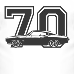 1970 CHEVELLE  Side View Black Graphic Year Light T Shirt