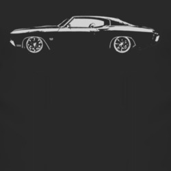 1970 CHEVELLE  Side View White Graphic Dark T Shirt