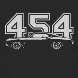1970 CHEVELLE  Side View White Graphic Engine Size Dark T Shirt