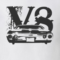 1971 CHEVELLE Rear Black Graphic V8 Light T Shirt