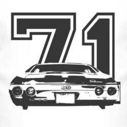 1971 CHEVELLE Rear Black Graphic Year Light T Shirt