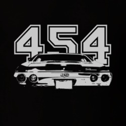 1971 CHEVELLE Rear White Graphic Engine Size Dark T Shirt