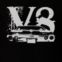1971 CHEVELLE Rear White Graphic V8 Dark T Shirt