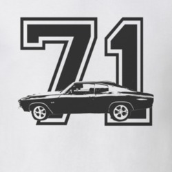 1971 CHEVELLE Side View Black Graphic Year Light T Shirt